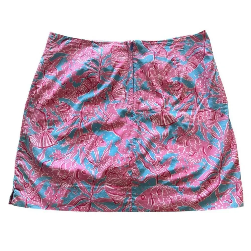 Vintage Lilly Pulitzer pink blue sea creatures skort size 4